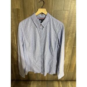 Tommy Hilfiger Blue Polka‎ Dot Women’s Button Down Shirt Soze XL